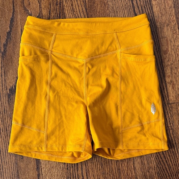 free people movement Pants - FP Movement by Free People Women Small High Waist Yellow Bike Shorts Pockets